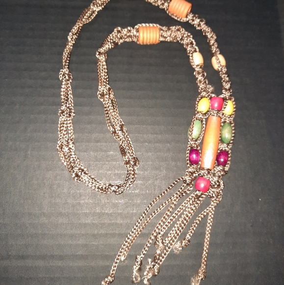 Macrame wood necklace - Picture 3 of 5